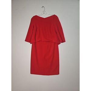 D. Exterior Red Popover Dress Quarter Sleeve Womens Size 6
